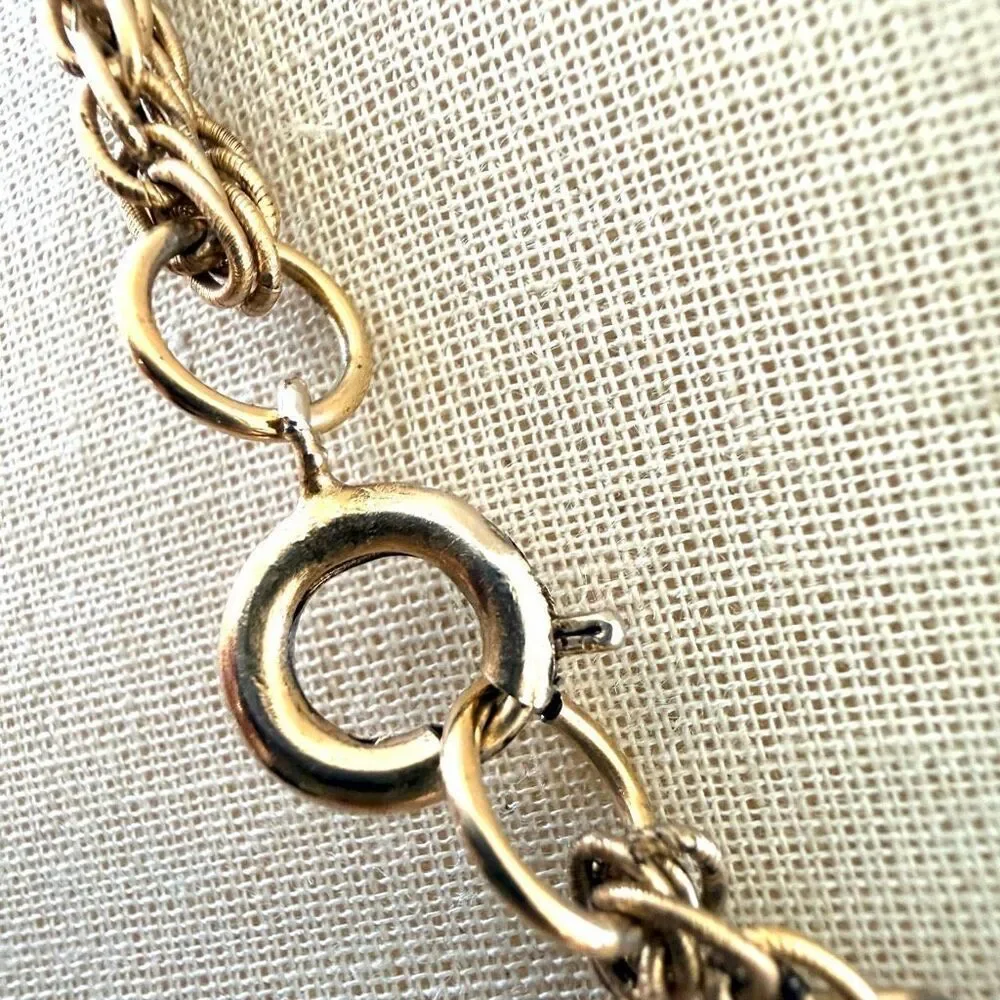 Vintage Double Chain Victorian Revival Pendant Necklace with Tassel
